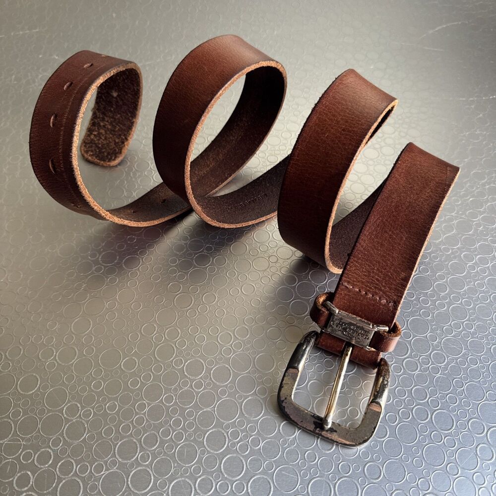 Roundtree & Yorke Leather Belt Brown Extra Holes Mens Rugged Gorpcore - Size 40